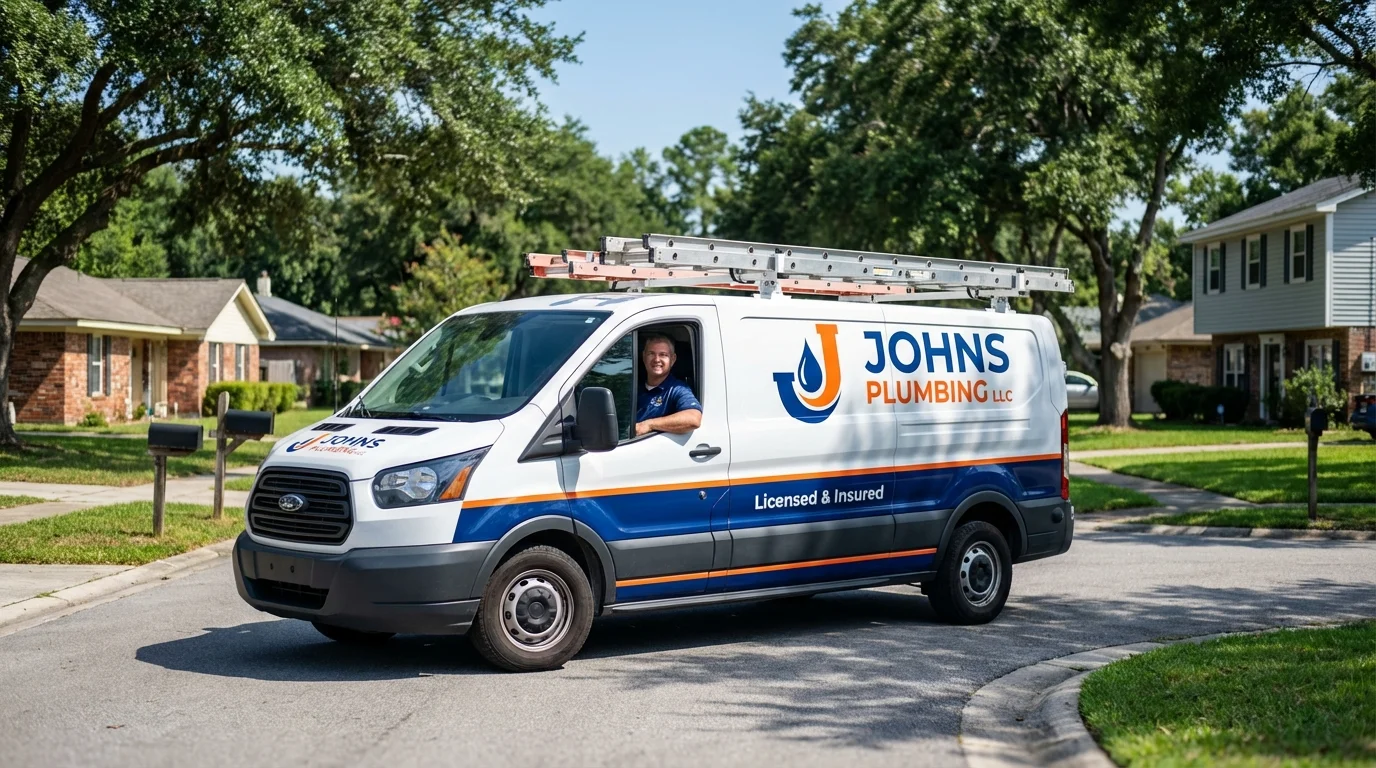Johns Plumbing LLC service van in Elmwood Park, NJ