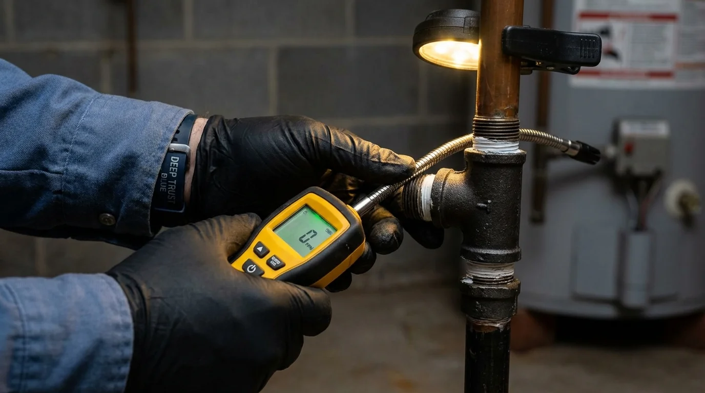 Gas leak detection with electronic sniffer by Johns Plumbing LLC in Elmwood Park